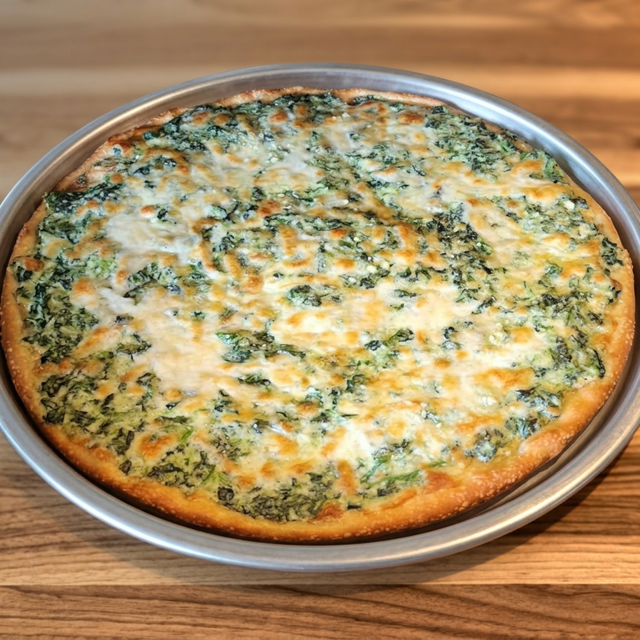 Spinach Alfredo Pizza.